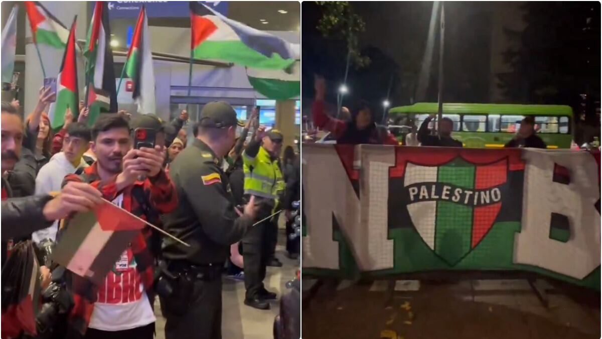 A Palestino le dieron emotivo recibimiento en Bogotá para partido ante Millonarios