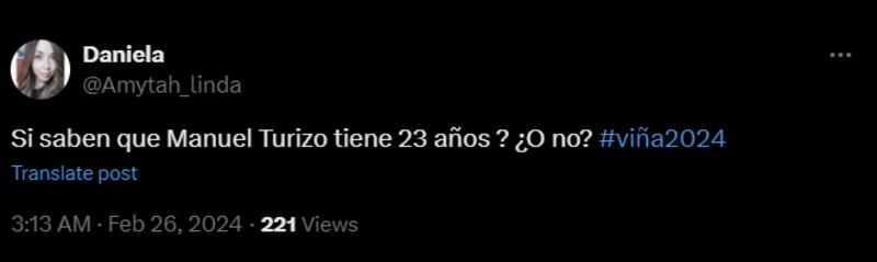 Reacción edad de Manuel Turizo