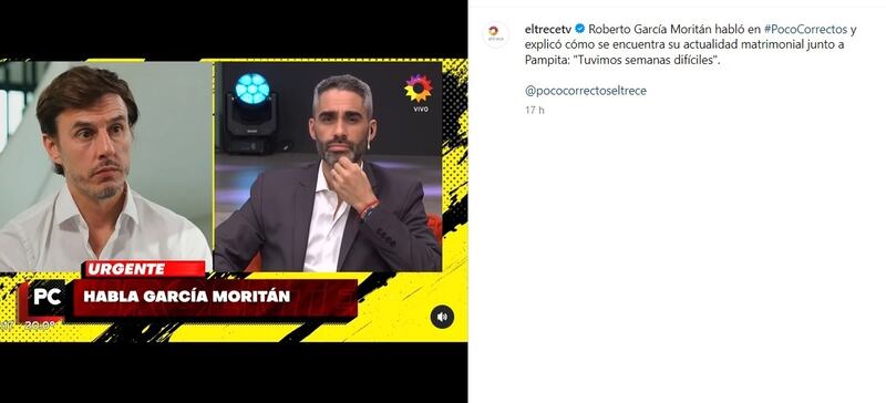El empresario aseveró anoche que a pesar del quiebre con Pampita, no ha terminado su matrimonio con la expareja de Benjamín Vicuña.
