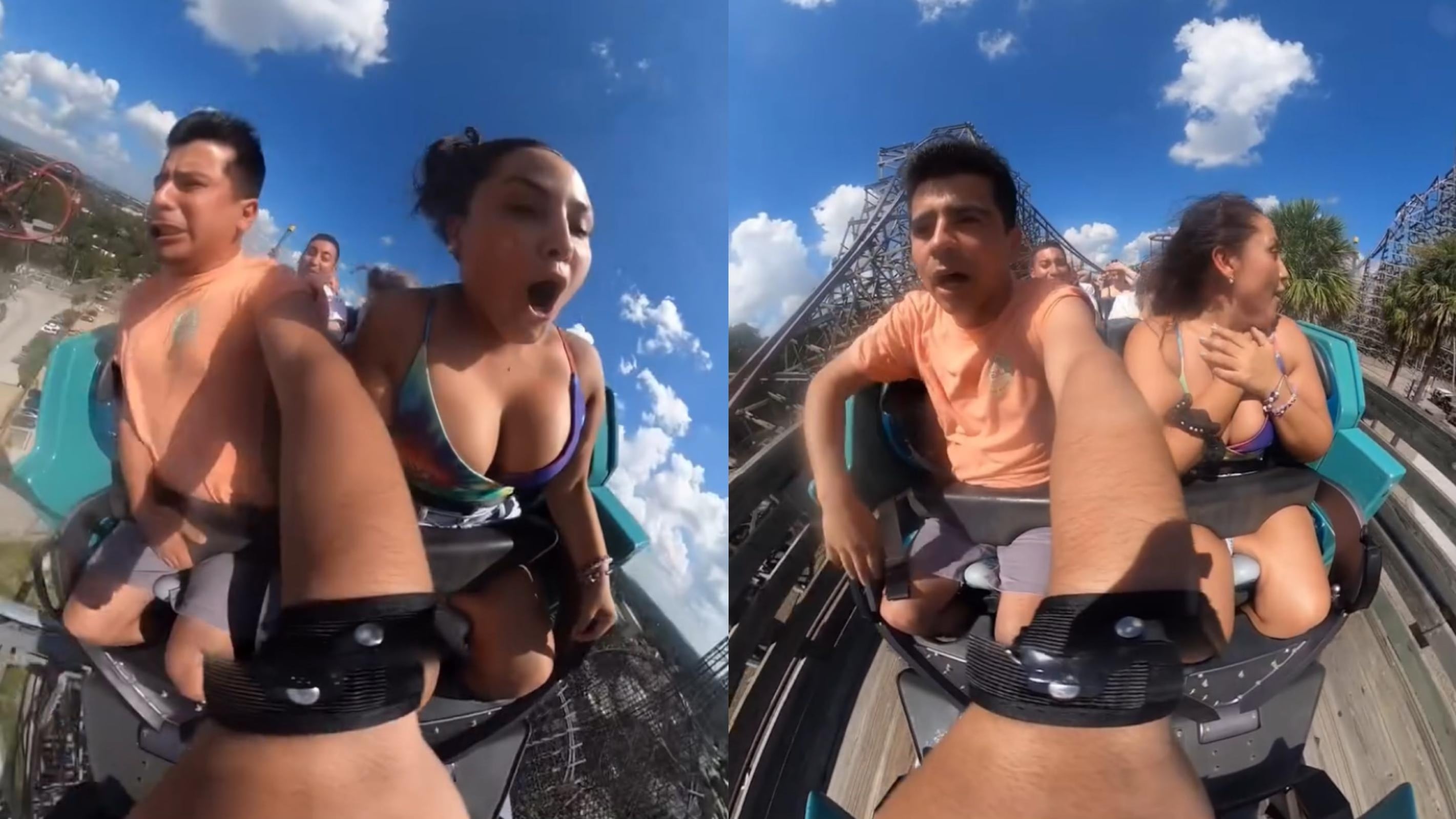 Pamela Leiva en montaña rusa Iron Gwazi