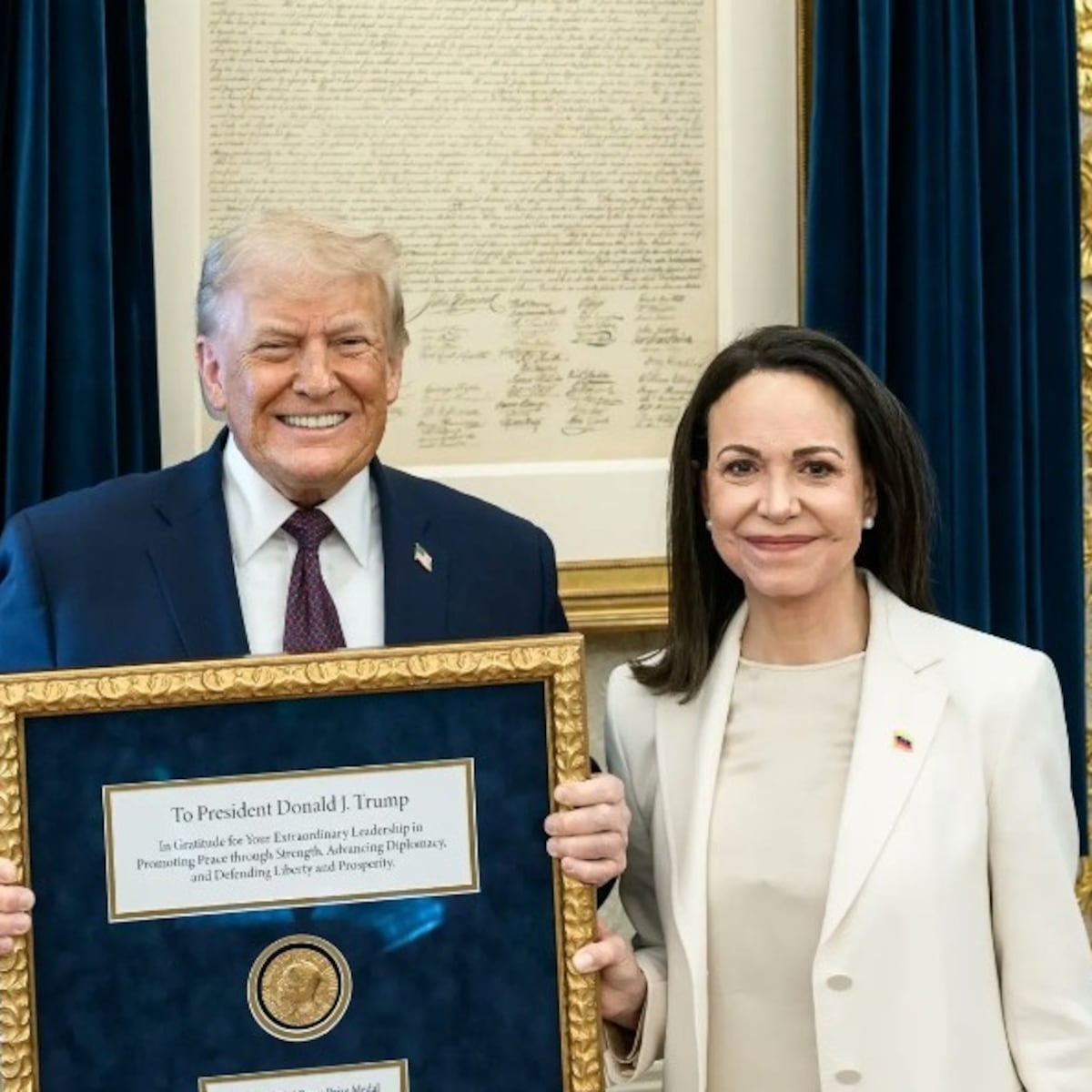 Trump confirma entrega de medalla Nobel de la Paz por Machado Trump confirma entrega de medalla Nobel de la Paz por Machado