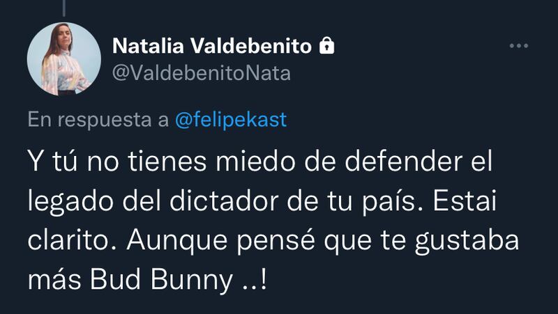 Tweet de Natalia Valdebenito