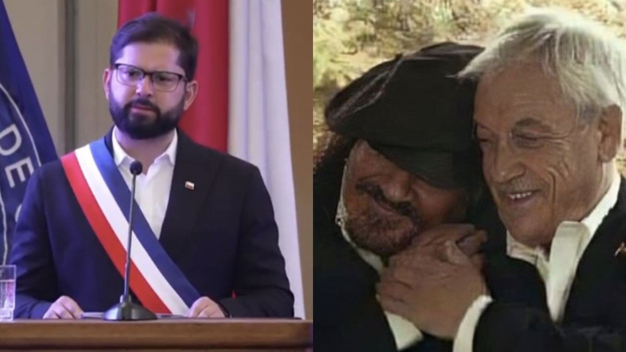 Gabriel Boric, Sebastián Piñera y Miguel Piñera