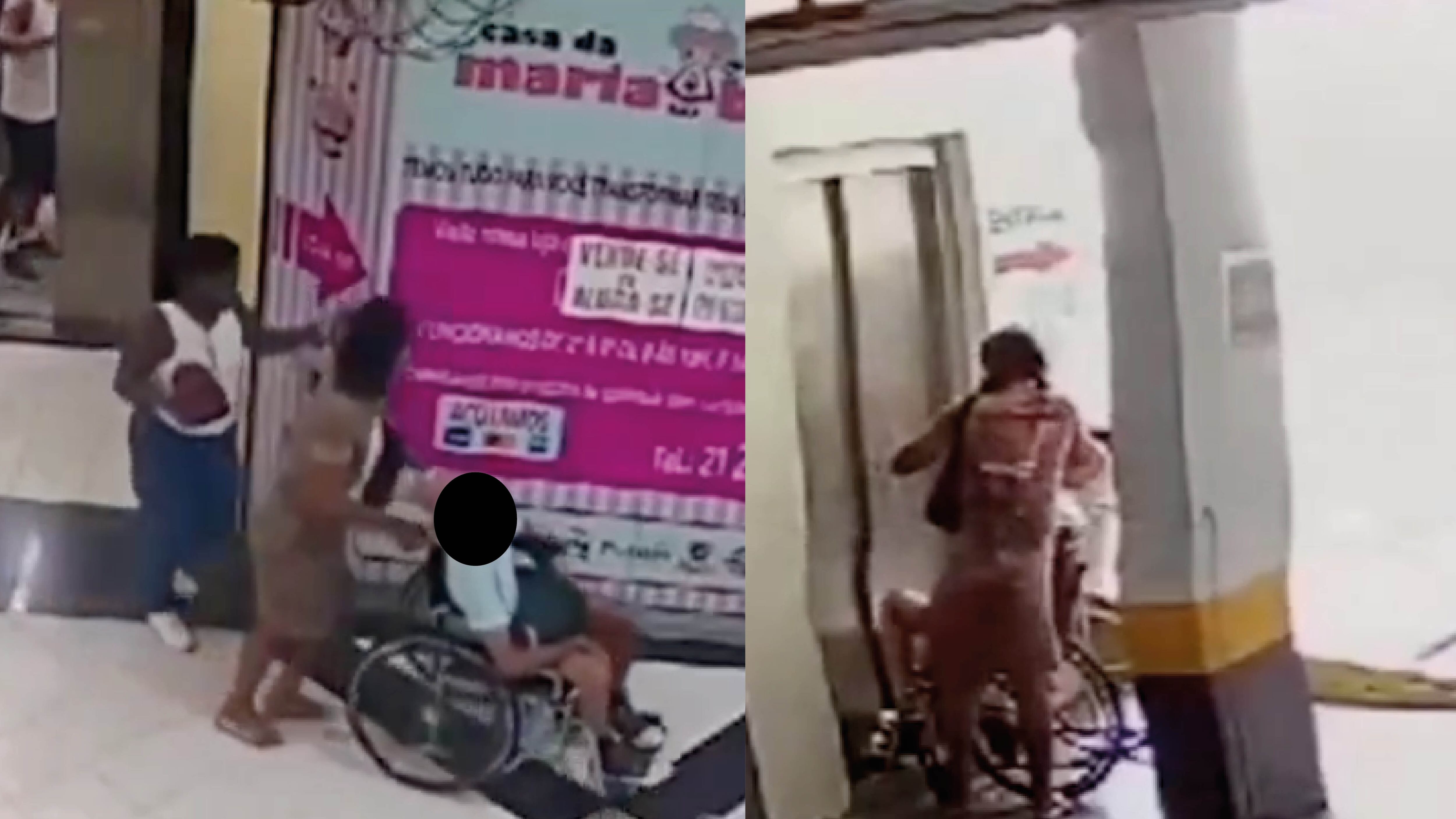 Momento cuando Erika de Souza llegó al banco con el anciano fallecido