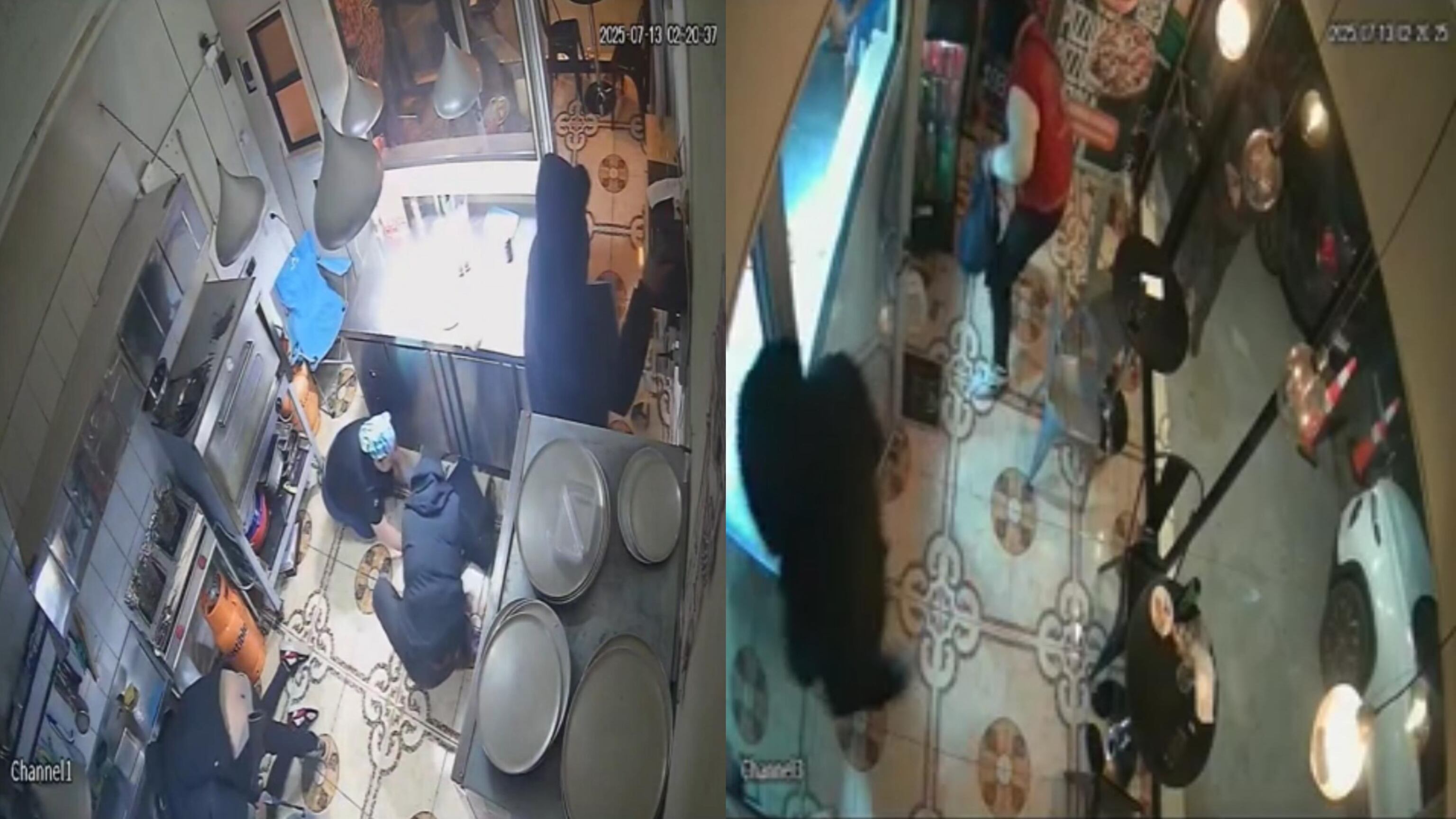 Cámaras de seguridad de pizzería asaltada