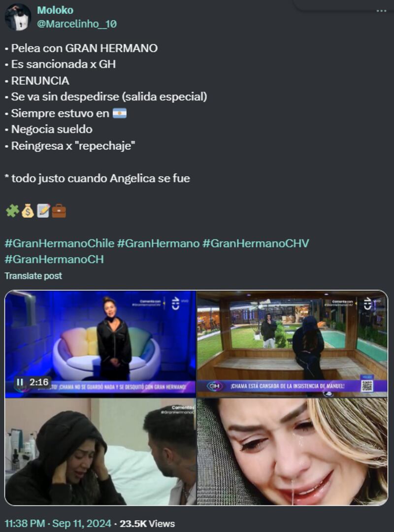 Reacción ingreso de Chama a Gran Hermano | X
