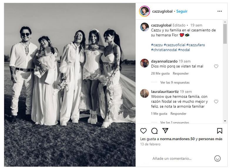 Cazzu y Nodal asistieron a la boda de la hermana de la trapera, Florencia