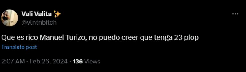 Reacción edad de Manuel Turizo