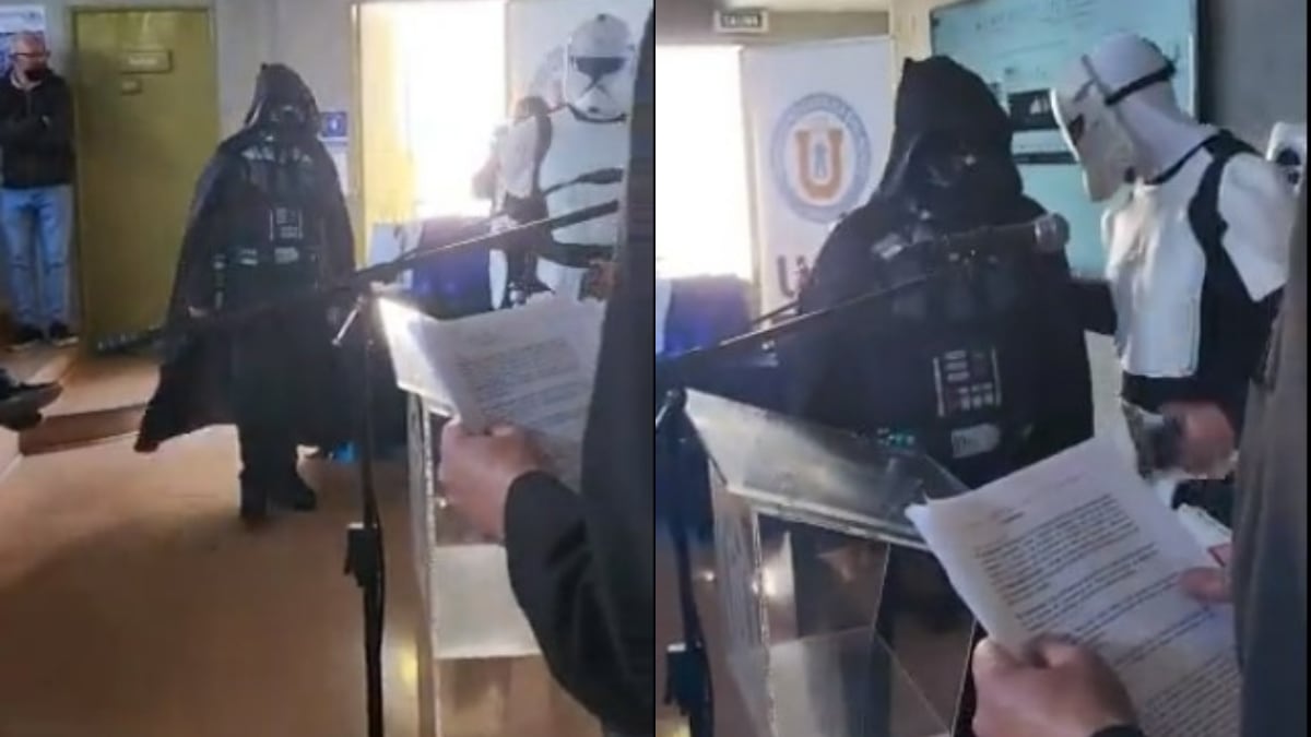 El decano llegó disfrazado de Darth Vader
