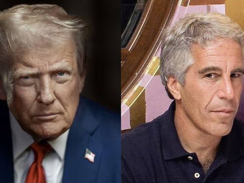 FOTOS: Una provocadora escultura de Trump y Epstein de la mano aparece frente al Capitolio en Washington
