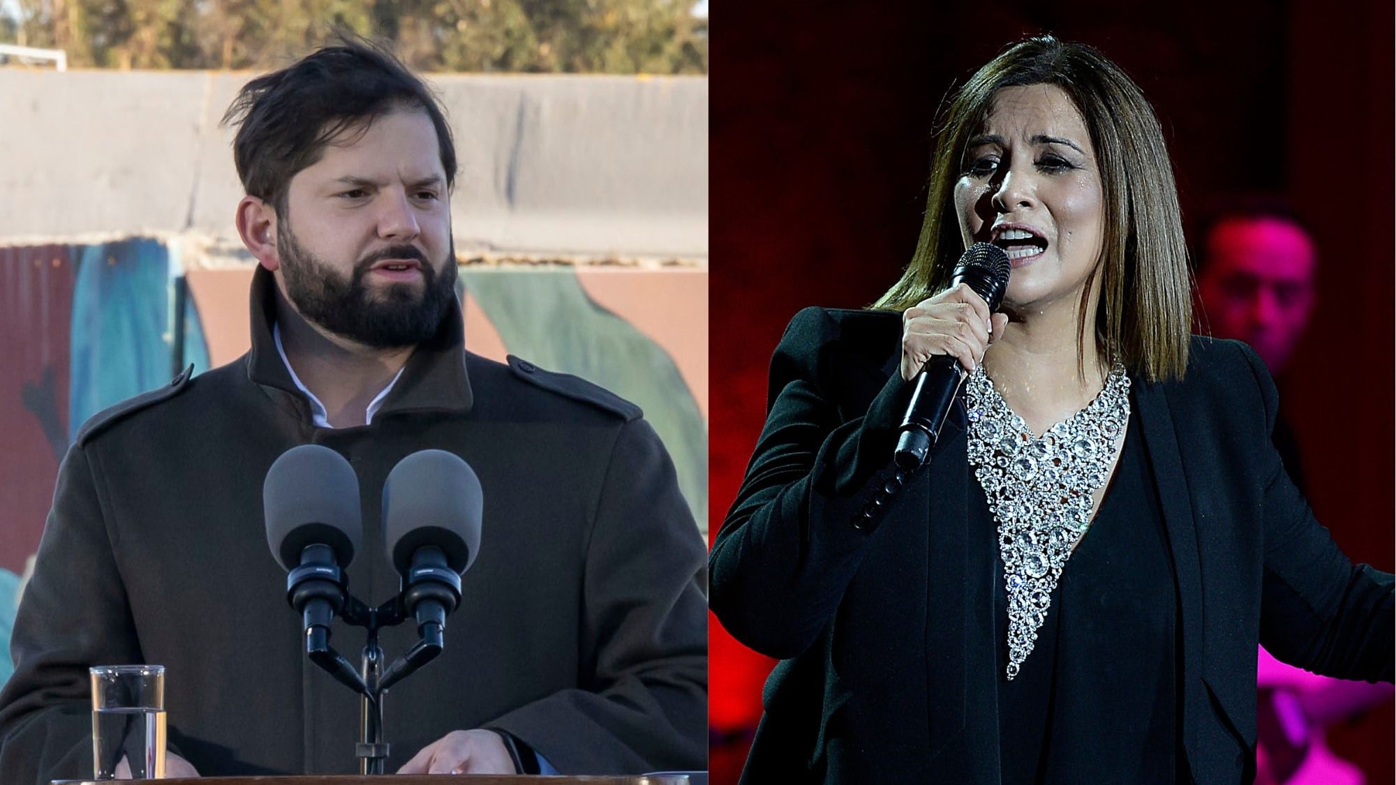 Myriam Hernández y Gabriel Boric | AGENCIA UNO