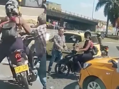 Video: Taxista quiso evitar que motera, que le voló el retrovisor, se fugara y ella se lo llevó por delante