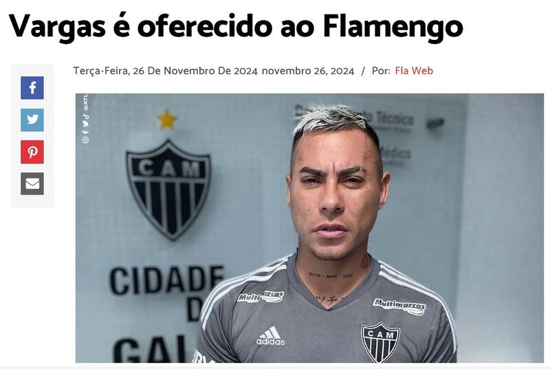 El delantero chileno finaliza su contrato con Atlético Mineiro y en su horizonte apareció ahora Flamengo de Río Janeiro.