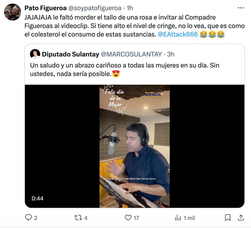 Comentarios sobre canción de Diputado Sulantay | Fuente: X (Twitter)