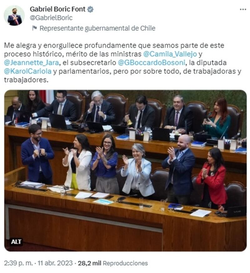 El Presidente de Chile celebró la aprobación al proyecto de ley de las 40 horas.