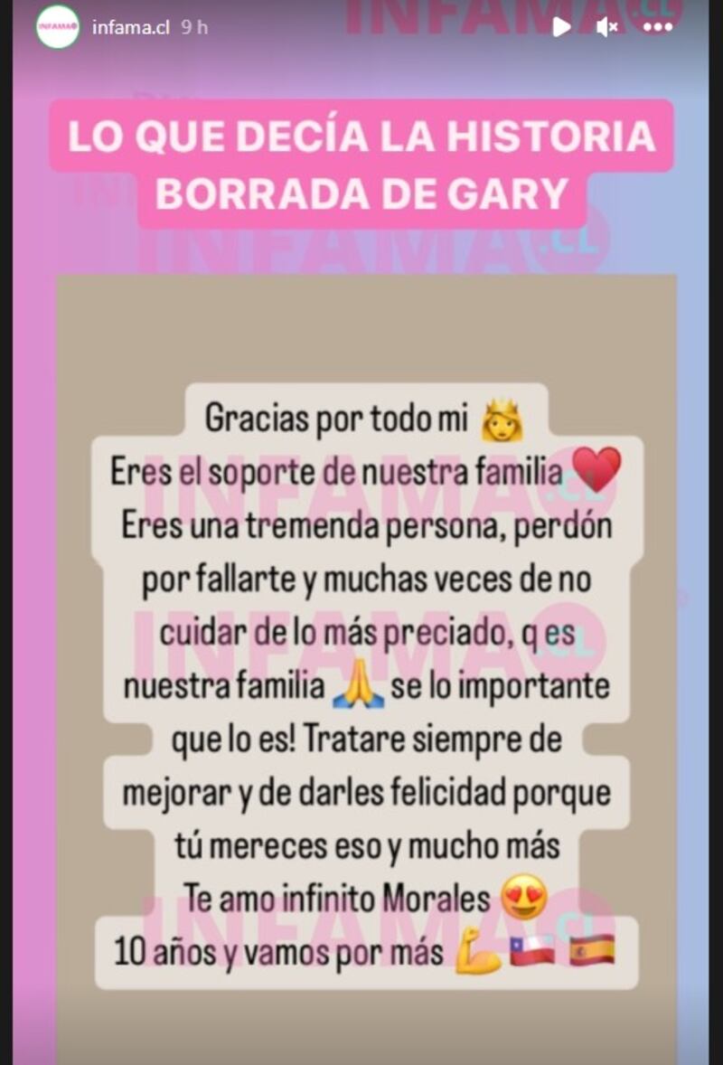 El sitio de farándula fue el que captó la publicación de Gary Medel.
