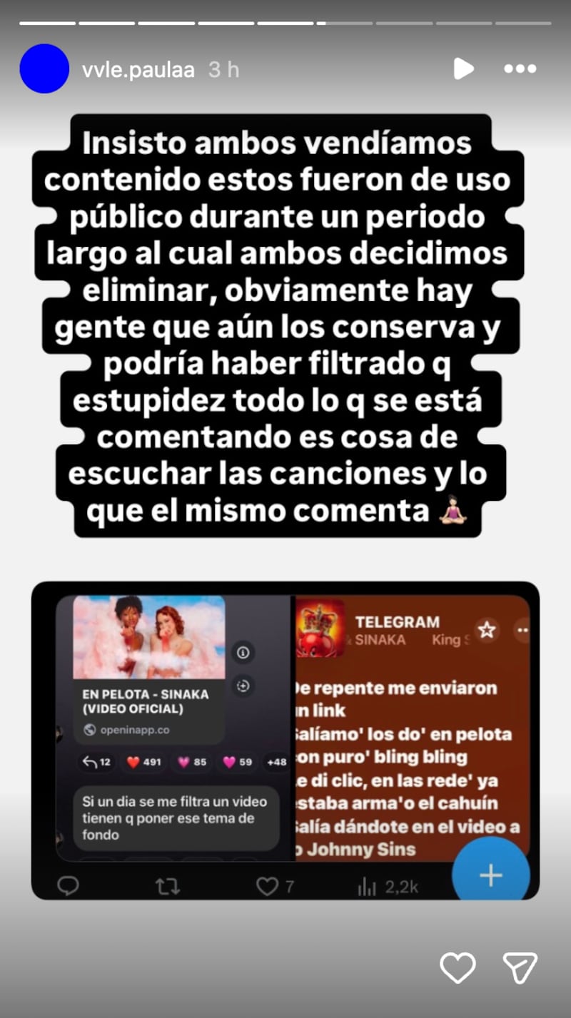 Historia de Sinaka | Fuente: Instagram @s1naka