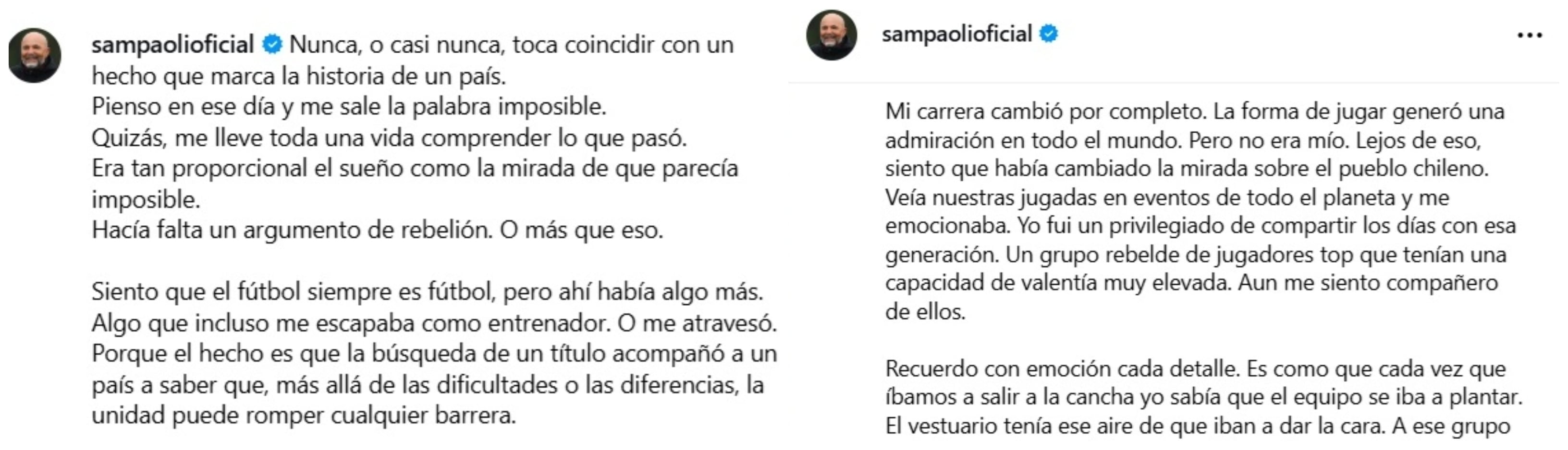 Fuente: Instagram @sampaolioficial.