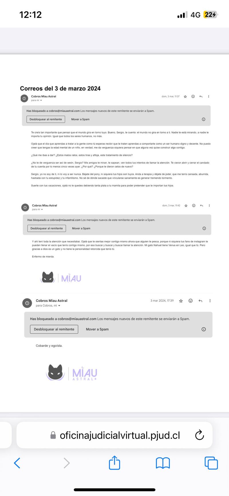 Correos de Miau Astral | Fuente: X