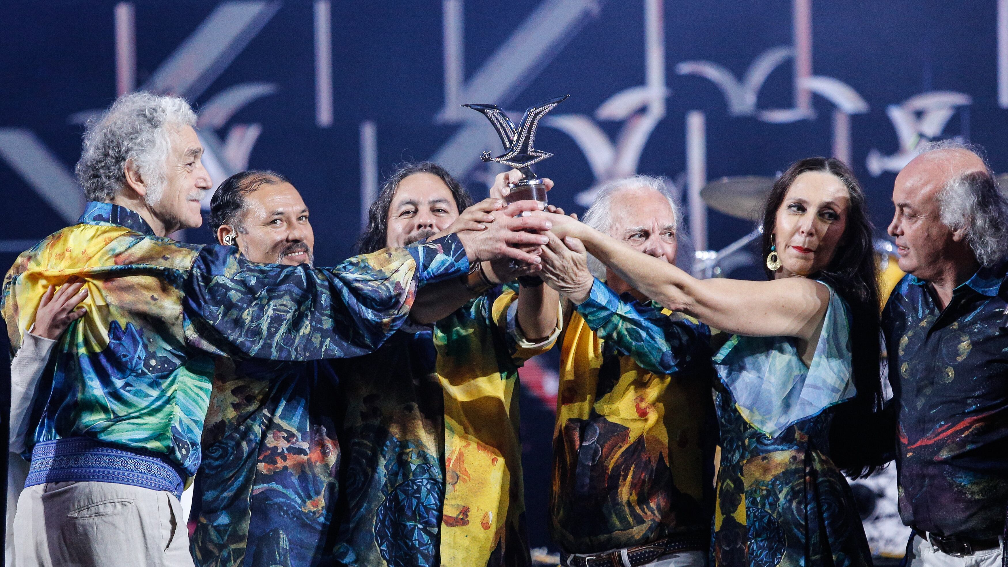 21 de Febrero del 2023 / VIÑA DEL MAR
Los Jaivas durante la Tercera noche del Festival Internacional de la Canción de Viña del Mar 2023.
FOTO: DIEGO MARTIN / AGENCIAUNO