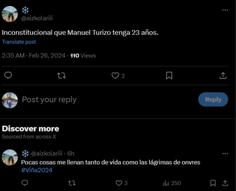 Reacción edad de Manuel Turizo