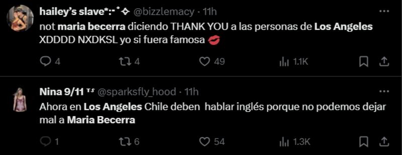 Reacción a dichos de María Becerra en el Festival de Viña del Mar