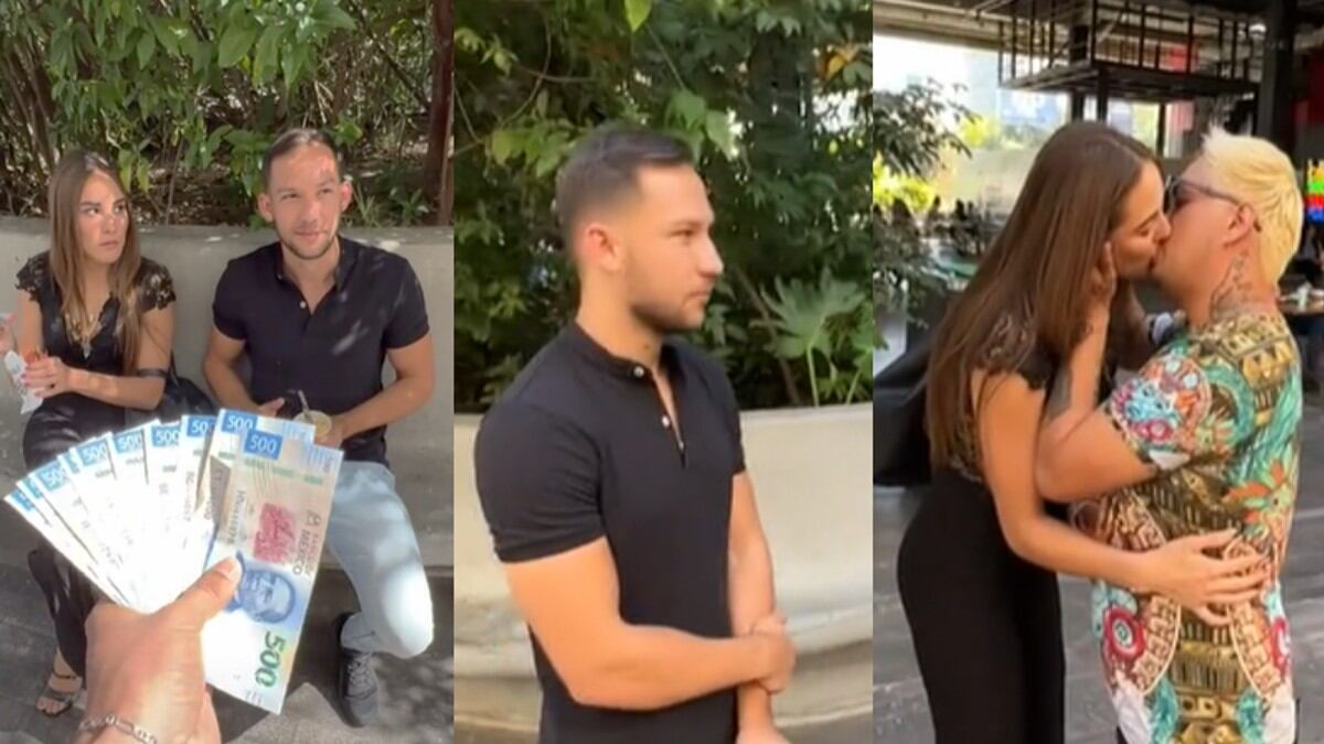 TikToker pone en aprietos a parejas al ofrecerles dinero por besar a alguien más