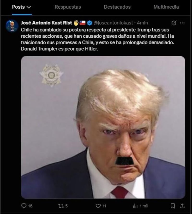 El post en cuestión, vía X