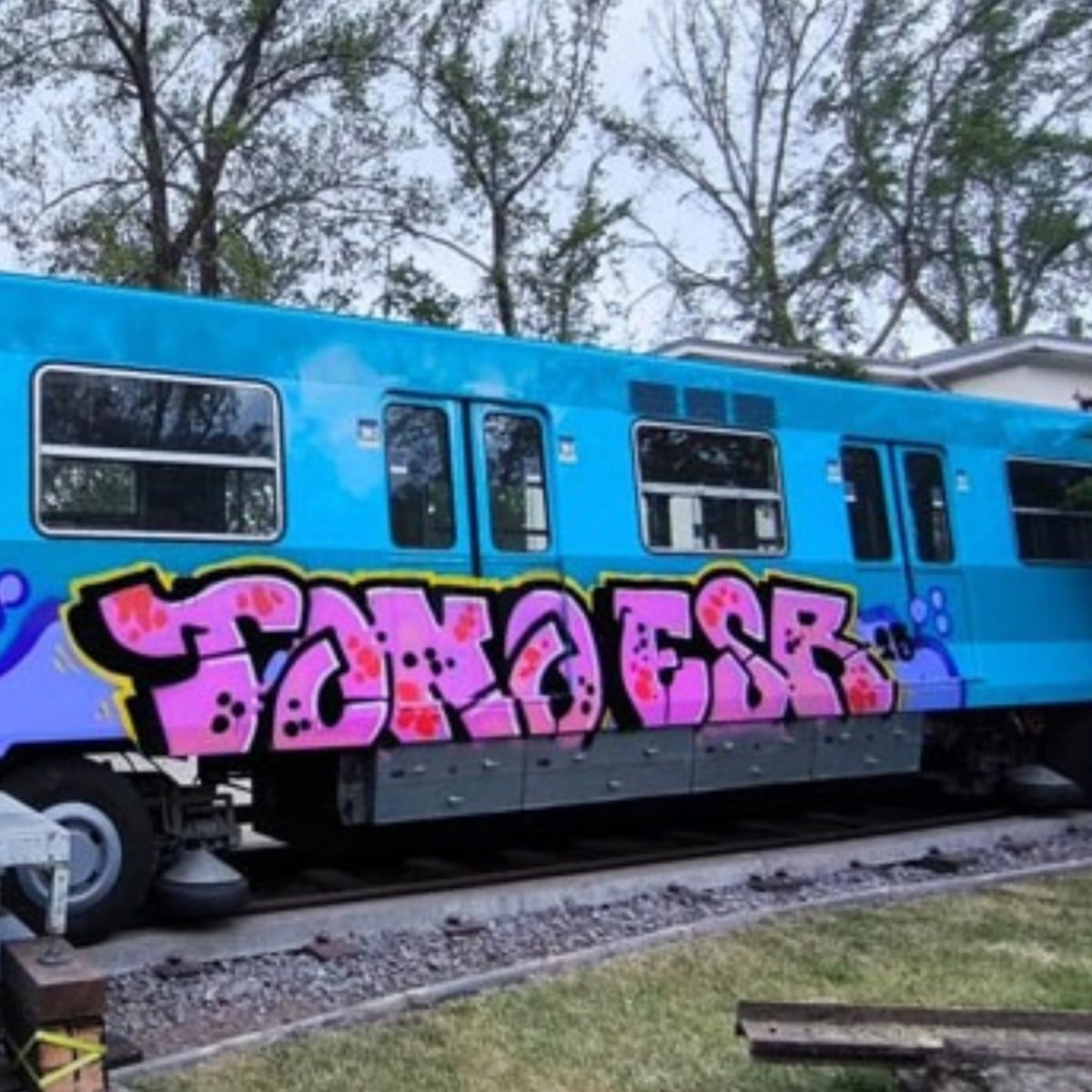 Vagón del Metro vandalizado en Museo Ferroviario de Santiago Vagón del Metro vandalizado en Museo Ferroviario de Santiago
