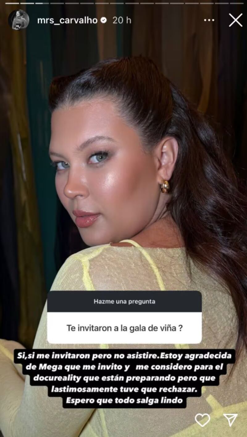 Historias de Michelle Carvalho | Captura: La Cuarta e Instagram @mrs_carvalho