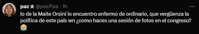 Reacción a sesión de fotos de Maite Orsini | X