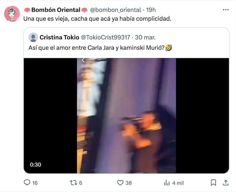 Comentarios sobre beso de Kaminski y Andrade | Captura: X (Twitter)