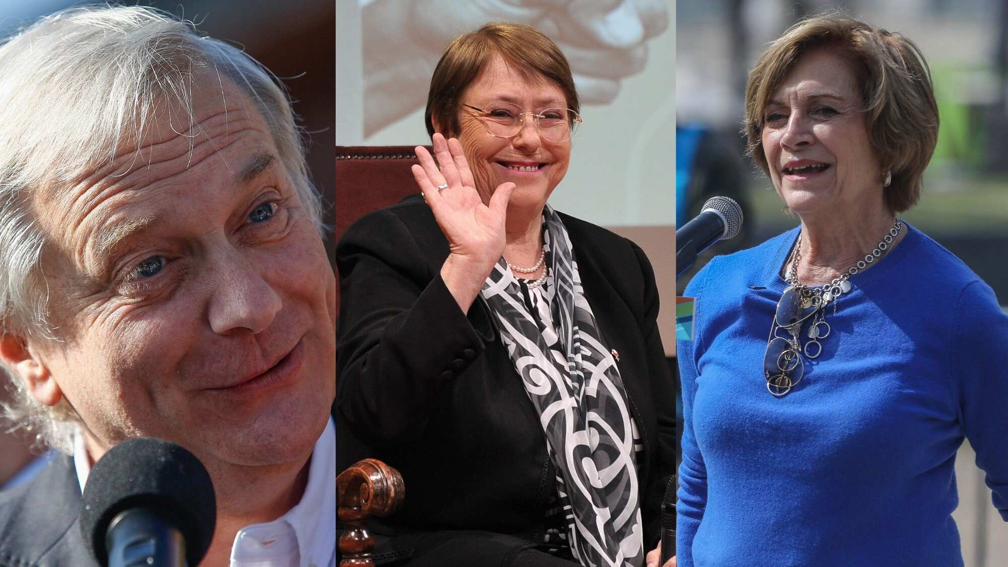 José Antonio Kast, Michelle Bachelet y Evelyn Matthei | AGENCIA UNO
