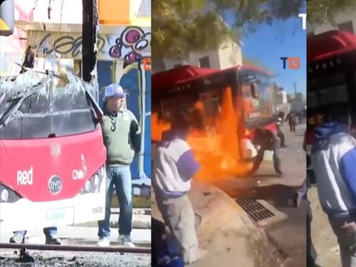 Ataque incendiario en Santiago: Encapuchados queman bus RED afuera de la Usach
