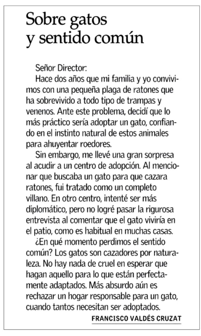 Carta a El Mercurio