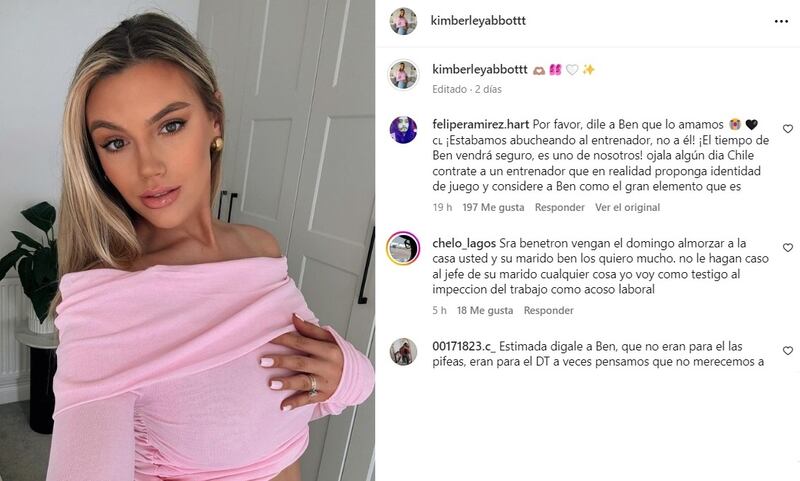 Los hinchas chilenos invadieron el Instagram de la pareja de Brereton para aclararle que las pifias en el Estadio Nacional no fueron para el delantero sino que para el técnico Gareca, por decidir reemplazarlo antes de finalizar el primer tiempo.