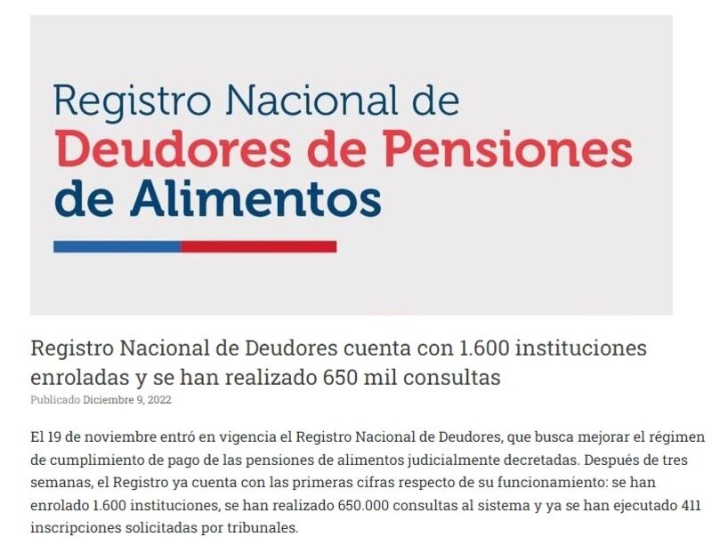 En tres semanas el número de inscripciones para deudores de pensión de alimentos superó a las 400 personas.