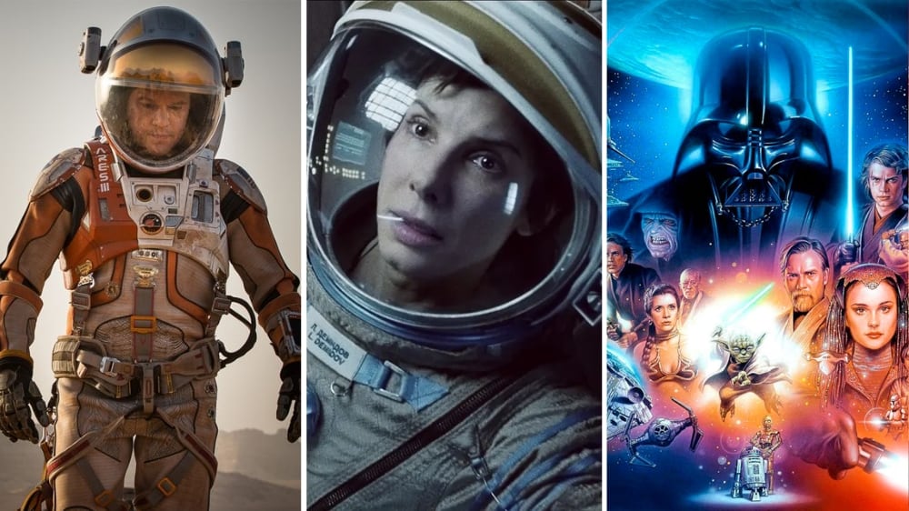 Películas Marte (2015), Gravity (2013) y Star Wars