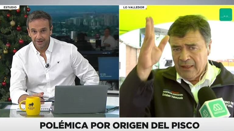 El ministro Valenzuela insistió en el noticiario de Mega en que el origen del pisco no sólo es peruano sino que también es chileno.