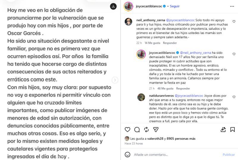 Joyce Castiblanco destapa nuevo detalle del conflicto con Óscar Garcés: “Vive en un departamento nuestro”