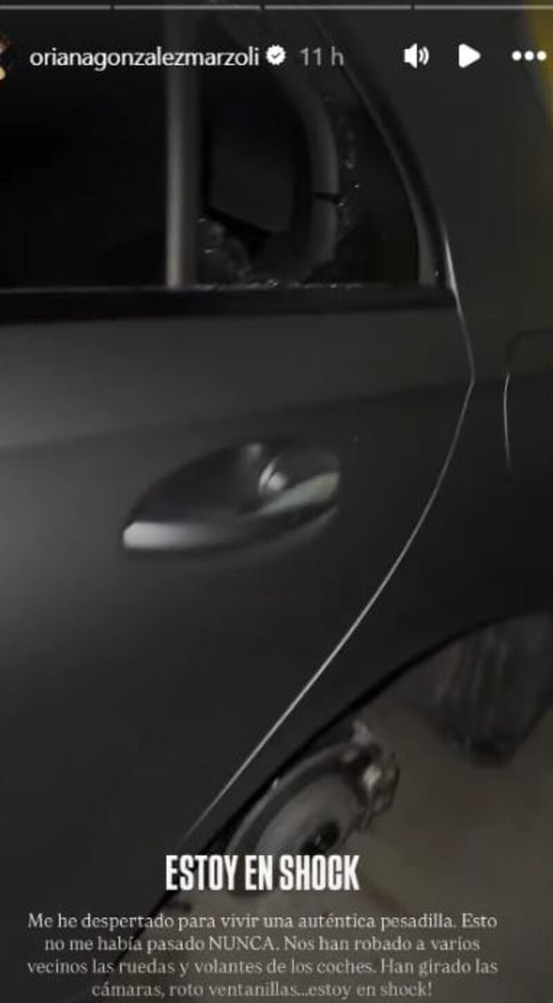 “Estoy en shock”: Oriana Marzoli muestra cómo quedó su auto tras sufrir robo en Madrid