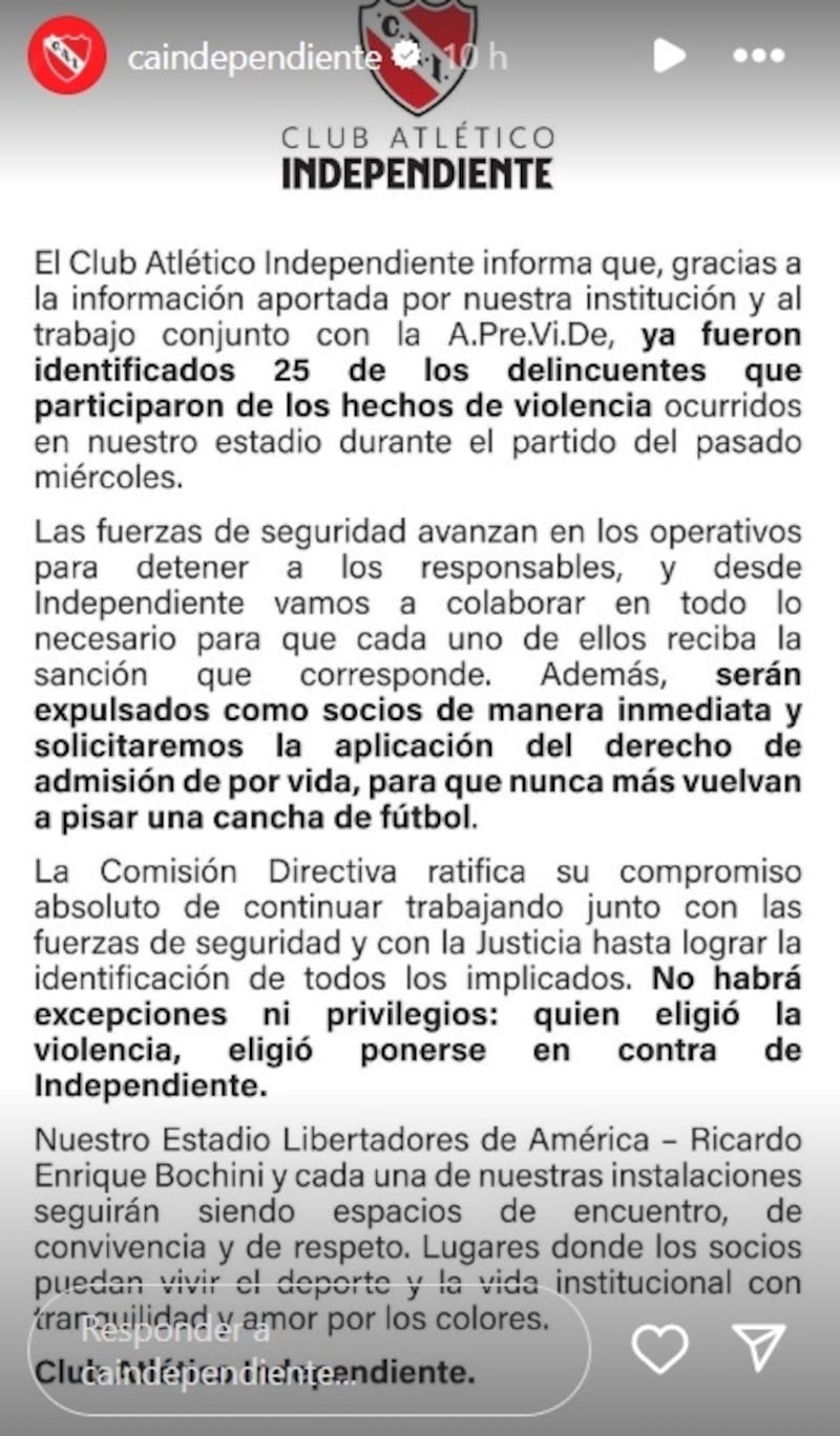 Un total de 25 seguidores de Independiente fueron reconocidos como algunos de los agresores de hinchas de la U en partido de Copa Sudamericana.