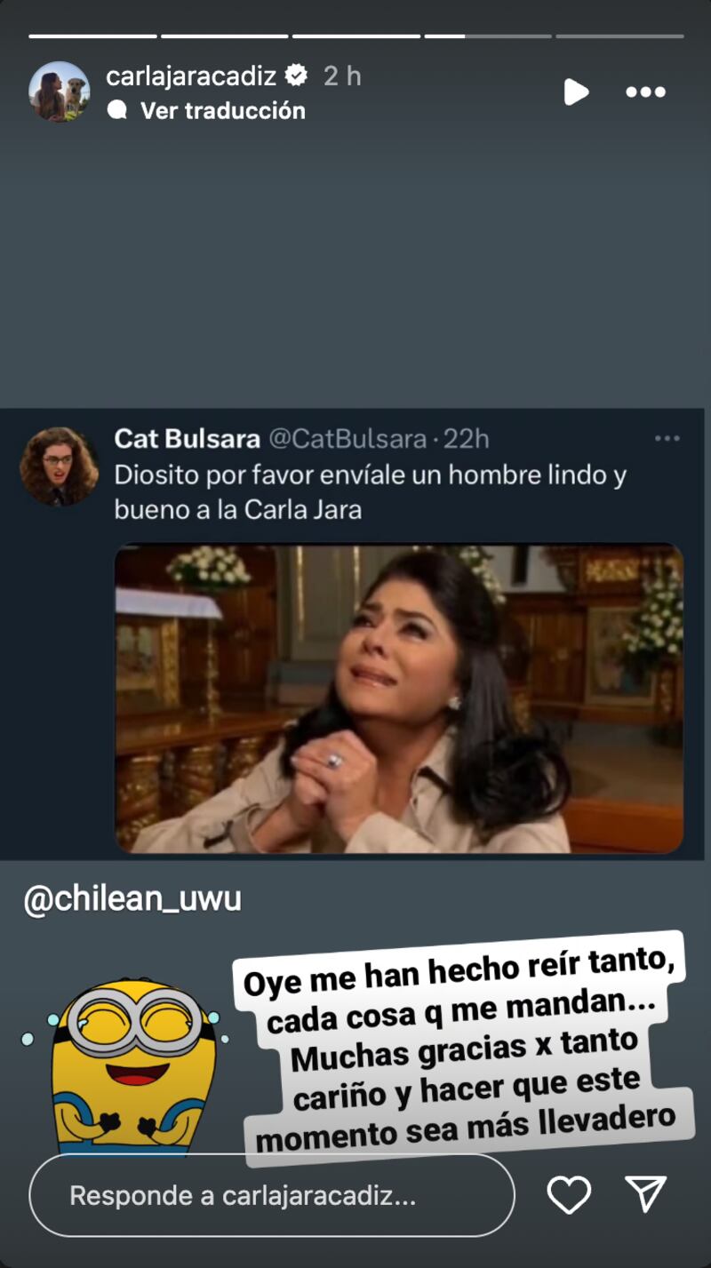 Historia de Carla Jara | Captura: Instagram