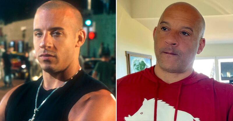 Vin Diesel en 'Rápido y furioso' y en la actualidad