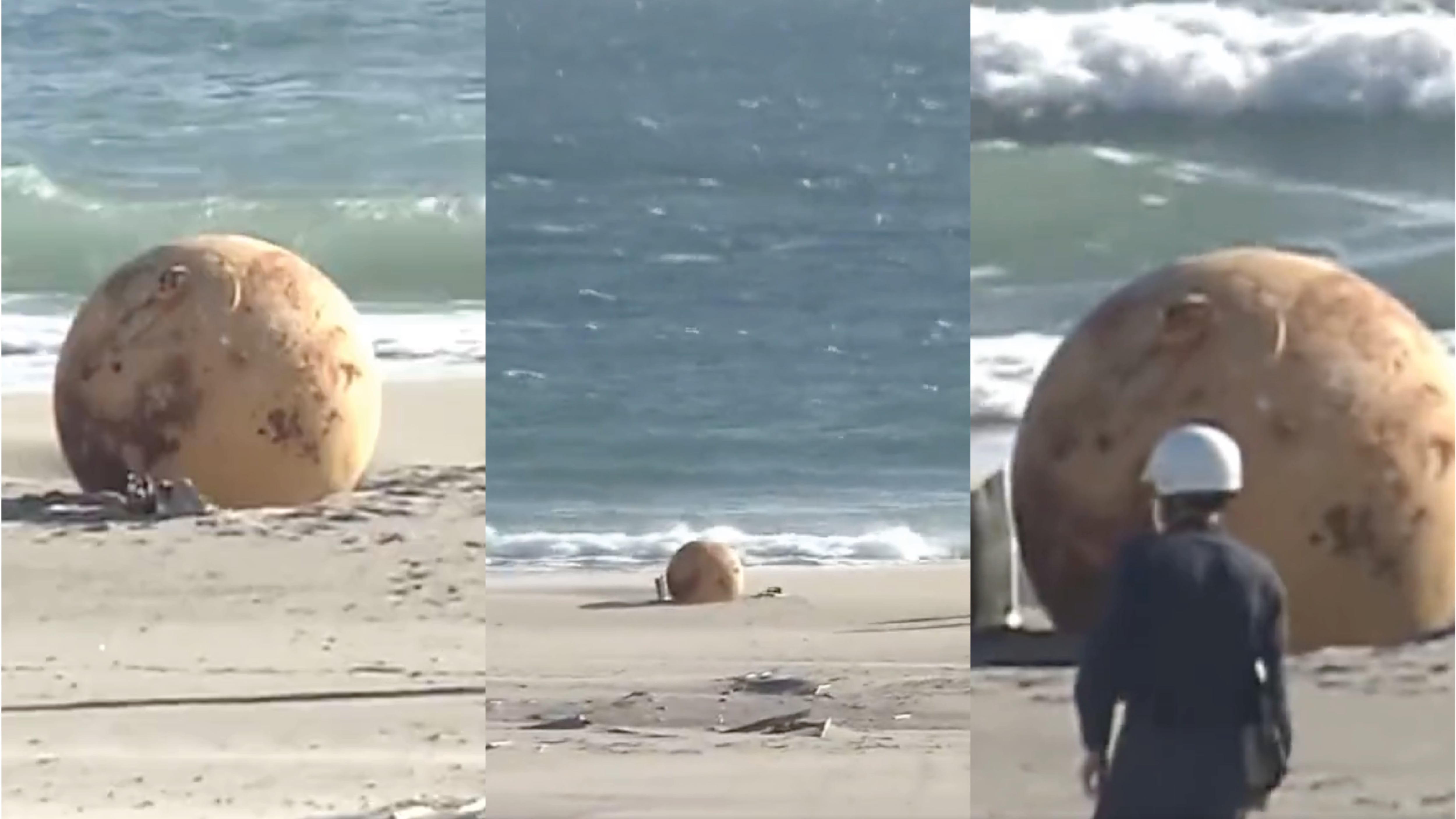 Extraña esfera gigante fue hallada en playa de Japón