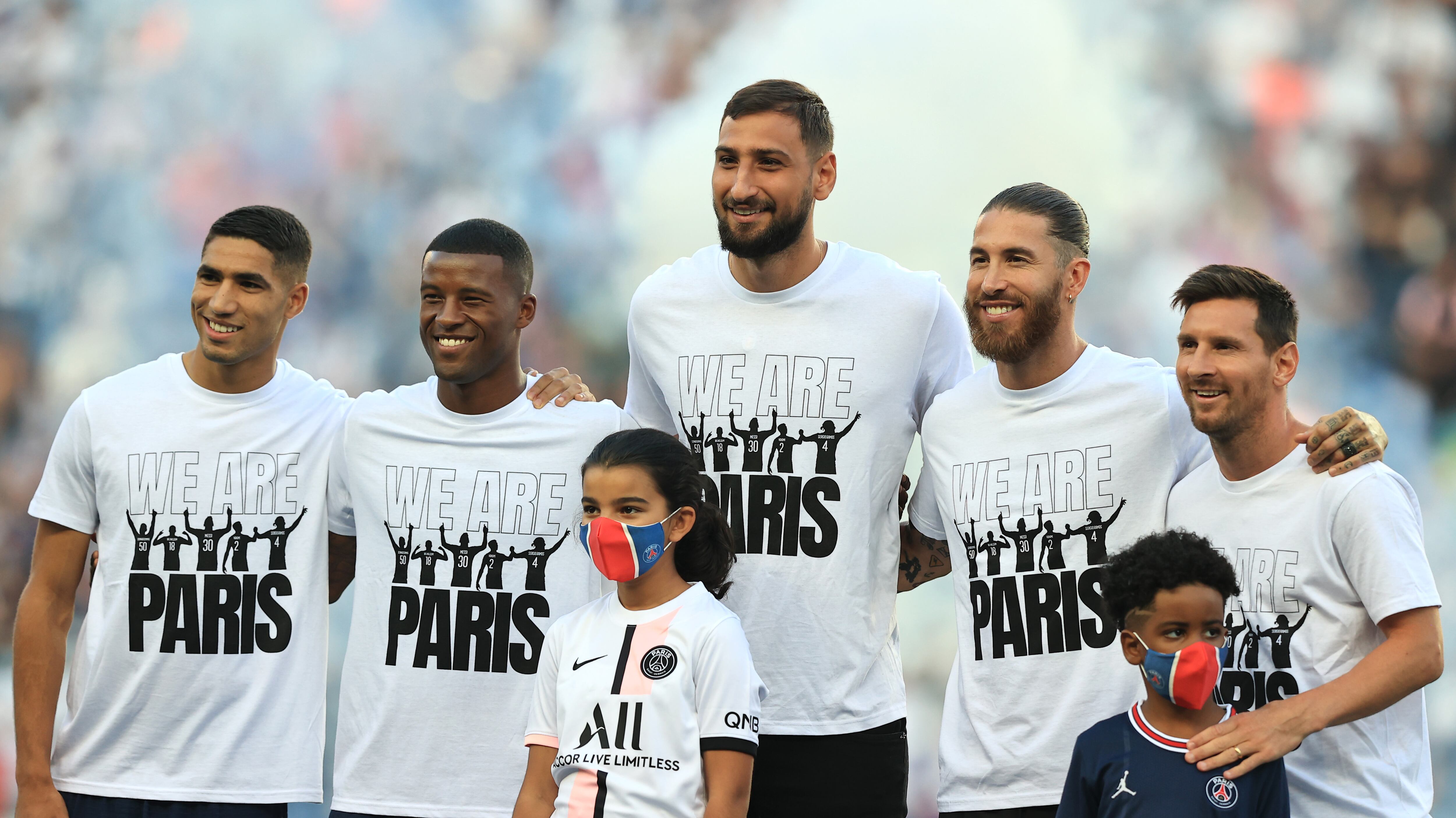Hakimi, Wijnaldum, Donnarumma, Ramos y Messi / Getty