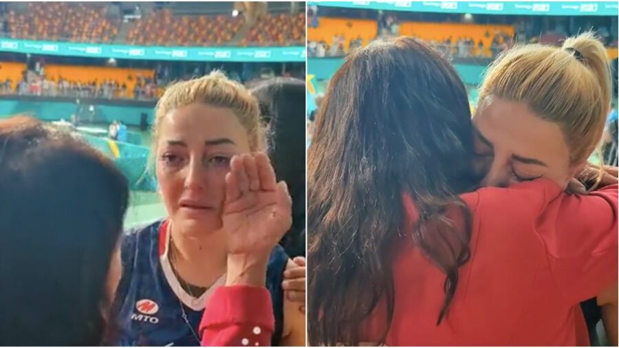 Claudia Pizarro consolando a Carla Ruz