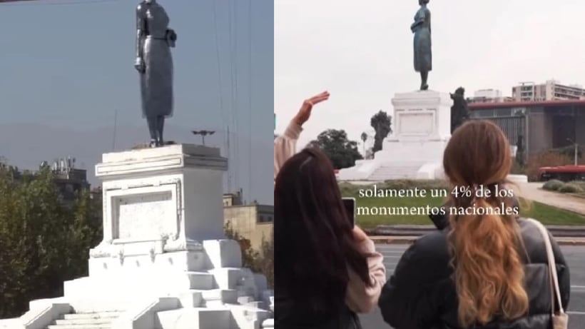 Monumento ficticio a Elena Caffarena en Plaza Italia, Instagram