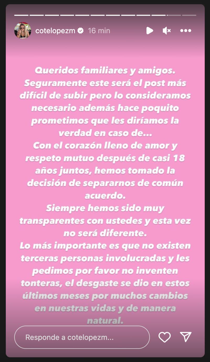 Historia de Coté López | Fuente: Instagram