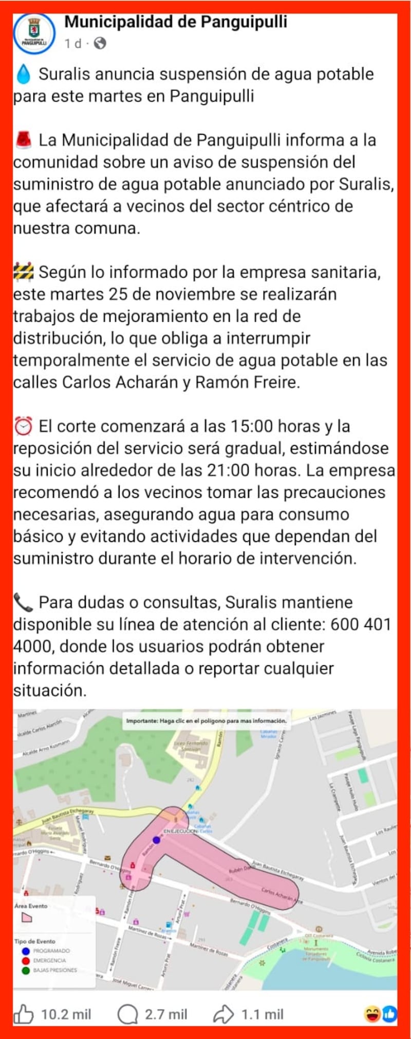 La forma del polígono generó interpretaciones inmediatas y miles de reacciones, llevando el post a un nivel inesperado de viralidad.